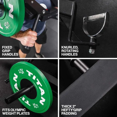 Vista 3 de Titan Fitness Landmine Linebacker - Accesorio de prensa para sentadillas y vikingos, capacidad de 650 libras, se adapta a barras y platos olímpicos