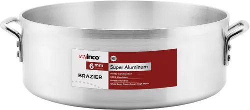 Vista 2 de Winco USA Super Aluminum Braizer, peso extra pesado, 24 cuartos de galón, aluminio