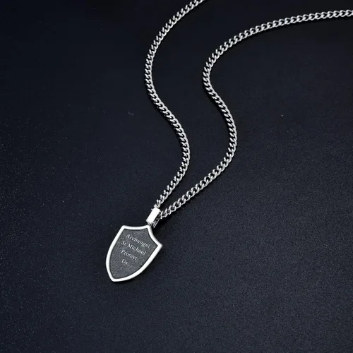 Vista 5 de WINNICACA Joyería de plata de ley de San Miguel para hombres, joyería con colgante para padre, novio, medalla de San Miguel para niños y hijos