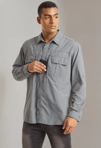 Vista 8 de TACVASEN Camisa de pesca para hombre, camisa de manga larga de secado rápido, camisa táctica con botones, camisa de trabajo ligera safari