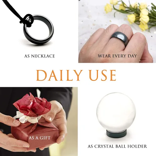 Vista 23 de Morchic - Anillos unisex de piedras de hematita, para equilibrar ansiedad, chakra raíz, (paquete de tamaños mixtos)