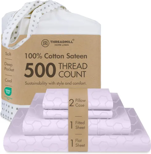 Vista 20 de Threadmill - Sábanas de algodón de lujo para hotel, tamaño King, 100% algodón, 500 hilos con bolsillo profundo, ajuste cómodo, suaves y frescas