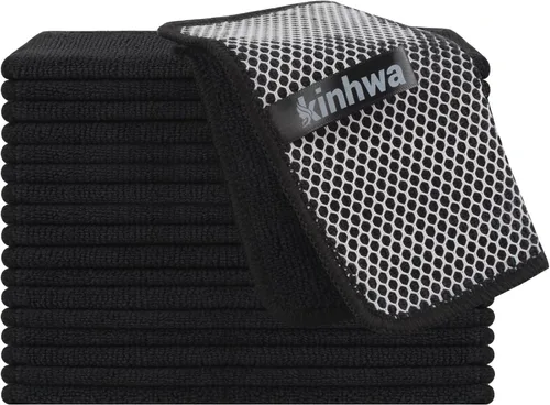 Vista 20 de KinHwa Paños de cocina para platos, paños de microfibra absorbentes de secado rápido, trapos de cocina con lado de limpieza de poliéster, ideal