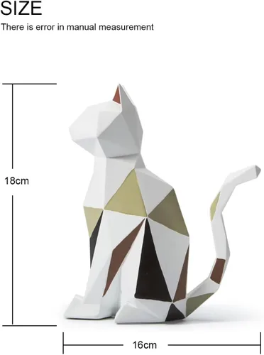 Vista 5 de HAUCOZE Estatua de gato moderna escultura de animal decoración del hogar arte geométrico para sala de estar, oficina, escritorio, regalo, 7.3