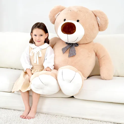 Vista 6 de Oso de peluche gigante, juguete de peluche grande, oso de peluche marrón clásico, regalo de cumpleaños de San Valentín para novia, niños y adultos