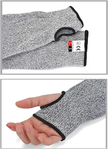 Vista 3 de Mangas de brazo resistentes a los cortes, protección de nivel 5, 18 pulgadas, paquete de 2 pares Safety Arm Guards Slash Resistant, Thumb Hole