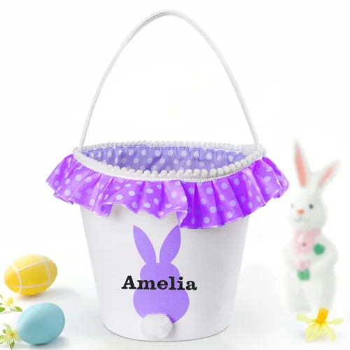 Vista 15 de Cestas de Pascua personalizadas para niños y niñas, canasta de conejo de Pascua de Touber para niños pequeños, canasta de caza de huevos de Pascua