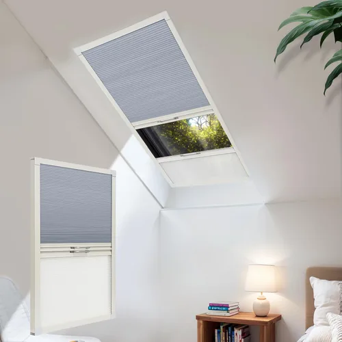 Vista 20 de Persianas de tragaluz con bloqueo de luz para techo, persianas celulares sin cables, aislamiento térmico, persianas de panal para techo, ventanas
