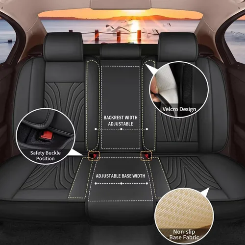 Vista 2 de Fundas de asiento para Ford Expedition 2011-2021, juego completo de fundas de asiento de automóvil de piel sintética, transpirables e impermeables