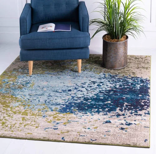 Vista 12 de Unique Loom Estrella Collection - Alfombra de área Vella (9' x 12' 2" Rectángulo Azul/Gris)