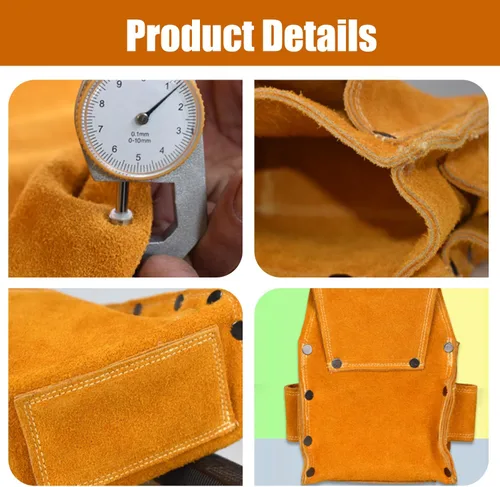 Vista 6 de Riñonera profesional para herramientas de uñas, bolsa de herramientas de cuero para electricistas, bolsa de cinturón de herramientas de construcción
