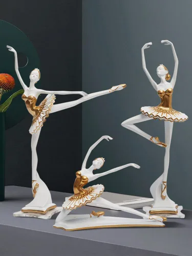 Vista 2 de HAUCOZE Estatua de bailarina de bailarina, escultura de yoga, decoración moderna del hogar, regalo para sala de estar, oficina, poliresina, 12