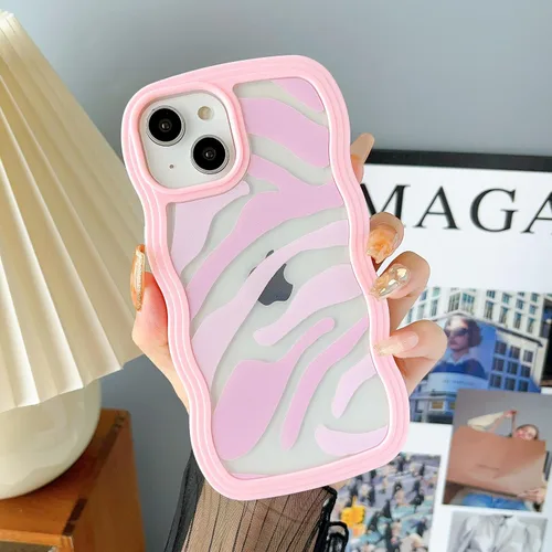Vista 15 de DEFBSC Compatible con iPhone 11, bonita funda protectora con forma de marco de onda rizada, diseño artístico de parachoques para teléfono