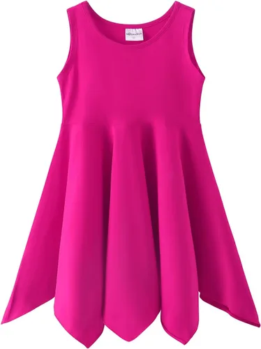 Vista 8 de Noomelfish Vestido de verano de algodón sin mangas con dobladillo de pañuelo para niñas (3-12 años)