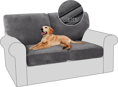 Vista 12 de PrinceDeco Fundas para sillas de terciopelo de varias piezas, fundas de cojín para sofá, fundas de cojín lavables, fundas de cojín de asiento