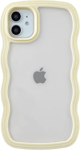 Vista 7 de Caseative Funda para iPhone 11, color negro Forma de marco de onda rizada linda a prueba de golpes suave