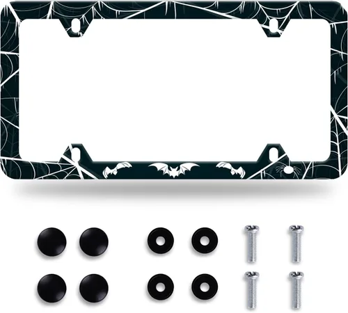 Vista 11 de Marco de matrícula de flores coloridas, bonito accesorio floral para automóvil, de acero inoxidable, personalizable, hermosa placa de matrícula