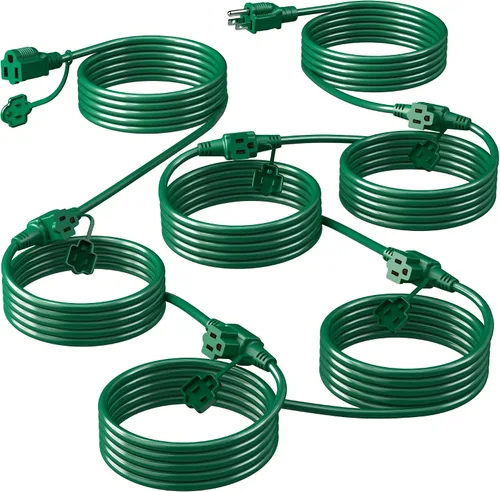 Vista 9 de Eversimpleinc Cable de extensión divisor negro de 1 a 4 (combinado de 31 pies, de extremo a extremo 13 pies), enchufe de 3 clavijas con 4 tomas