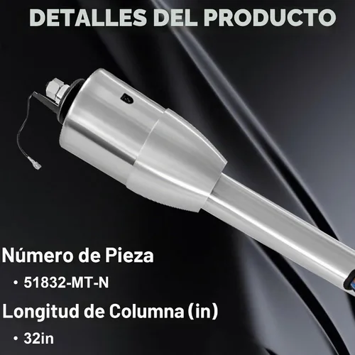Vista 4 de columna de dirección manual con acabado pulido, de 32", con adaptador de rueda de 9 agujeros, sin llave, reemplaza OE#51832-MT-N