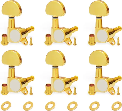 Vista 7 de SAPHUE 6 clavijas de afinación de guitarra 3L3R, clavijas de afinación de guitarra selladas cuadrado grande, cabezales de máquina, guitarra Negro