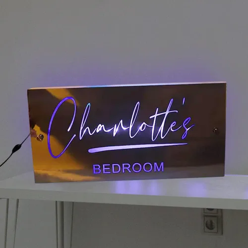 Vista 3 de Espejo con nombre personalizado, lámpara colgante de pared, letrero personalizado para arte luz RGB, letreros nocturnos de neón montados, decoración