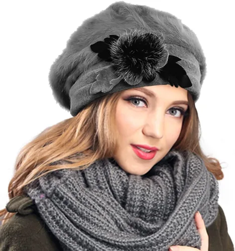Vista 44 de VECRY - Gorro 100% de lana para mujer, boina de fieltro tipo campana, gorro de vestir para invierno
