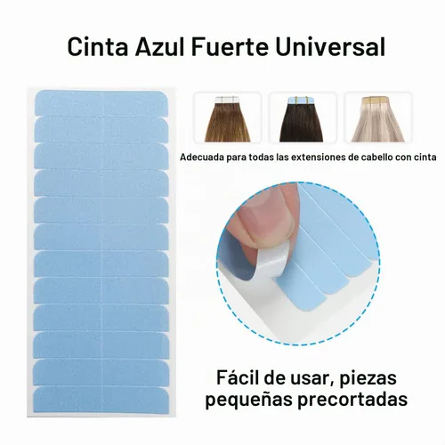 Vista 3 de SUYYA 120 pestañas de cinta de extensión de cabello de doble cara para repuesto de 1.6 in x 0.3 in (azul 120 piezas)