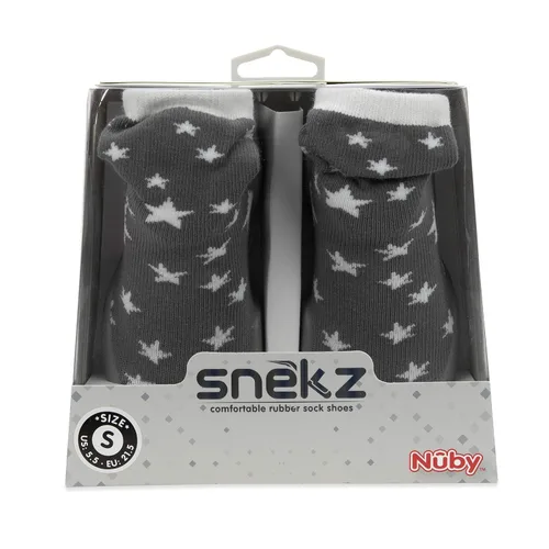 Vista 3 de Nuby Snekz - Zapatos cómodos con suela de goma para primeros pasos, estrellas grises, talla L
