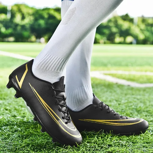 Vista 6 de Zapatos de fútbol para hombre con tacos de fútbol para terreno firme, zapatos de fútbol atléticos profesionales, para interiores y exteriores