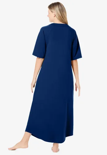 Vista 3 de Dreams & Co. Bata larga de rizo francés con cremallera frontal para mujer, talla grande