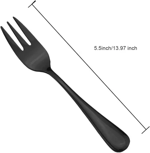 Vista 2 de Juego de 6 cubiertos de acero inoxidable de 5.5 pulgadas, tenedores para pastel de frutas, tenedores y tenedores para tartas de frutas