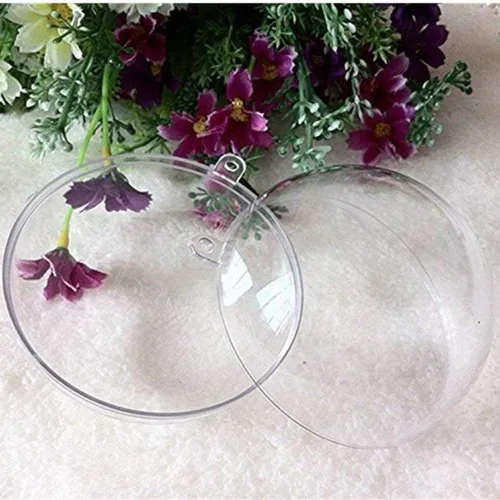 Vista 5 de 24 unidades de bolas de plástico acrílico transparentes rellenables, bolas transparentes de bricolaje para adornos de árbol de Navidad, decoraciones