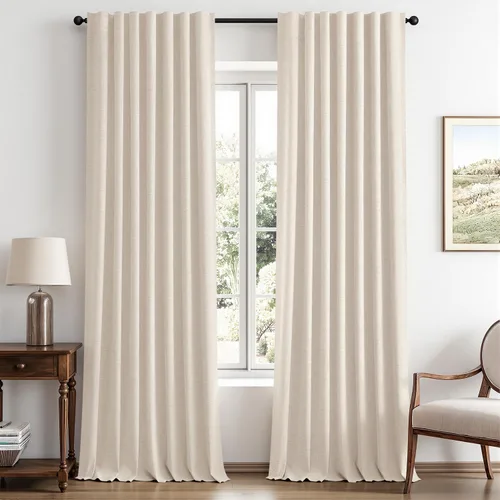Vista 95 de MIULEE Cortinas de lino 100% opacas para dormitorio, marfil sólido, decoración de lujo, aislamiento térmico, cortinas oscurecedoras para sala