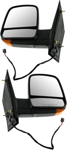 Vista 180 de TRQ Conjunto de 2 piezas de espejo lateral para conductor y pasajero, ajuste eléctrico, sin calefacción, sin memoria, color negro, compatible