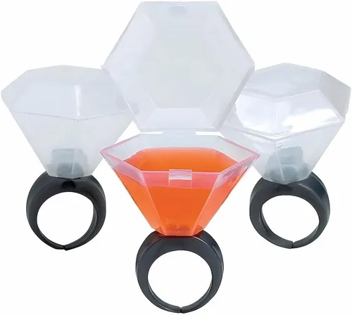 Vista 4 de Anillos de boda de plástico con chupitos por FX, Paquete de 212, Azul