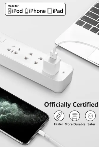 Vista 2 de Paquete de 4 cables de carga Lightning a USB con certificación MFi de Apple, compatible con iPhone 14/13/12/11 Pro/11/XS MAX/XR/8/7/6s Plus, iPad