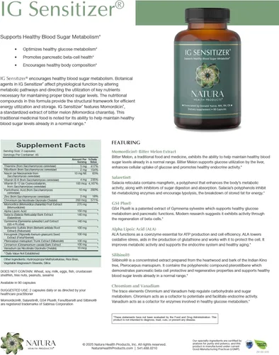 Vista 2 de Natura Health Products IG Sensibilizador Herbal Supplement - Complejo de berberina para la eficiencia metabólica* - Con canela, berberina, cromo