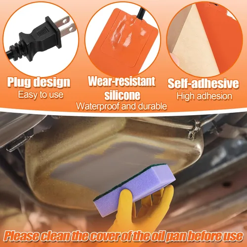 Vista 4 de 2 Piezas Almohadillas de Silicona para Calentador de Motor de Automóvil - Almohadilla Calefactora Autoadhesiva para Cárter de Aceite de 2x5 pulgadas