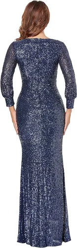 Vista 5 de Womens Sequined Mermaid Evening Dress Sleeve Prom Dress