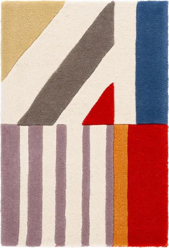 Vista 2 de SAFAVIEH Fifth Avenue Collection FTV120A - Alfombra decorativa de lana moderna de mediados de siglo, 2 x 3 pies, color marfil/multi
