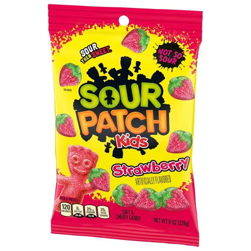 Vista 13 de SOUR PATCH KIDS Caramelos Suaves y Masticables de Fresa, Caramelos a Granel, 12 Bolsas de 8 oz