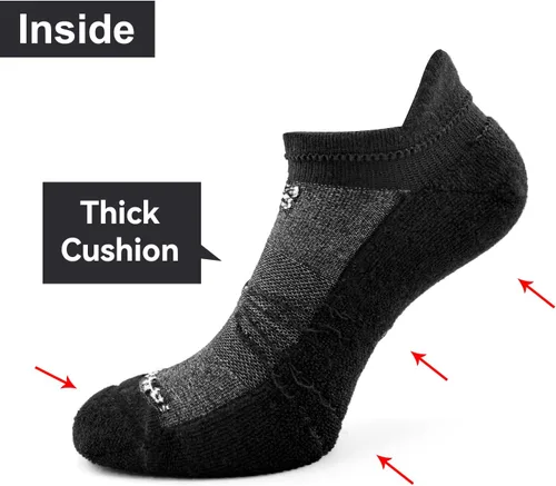 Vista 4 de Socks Daze Paquete de 36 calcetines deportivos de lana merina para hombre y mujer, para correr al tobillo, suaves, gruesos, acolchados