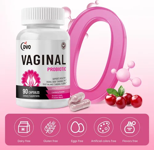 Vista 9 de DVO Probióticos vaginales para mujeres, equilibrio de pH, 60 mil millones de UFC con prebióticos y lactobacilos, olor saludable, equilibrio