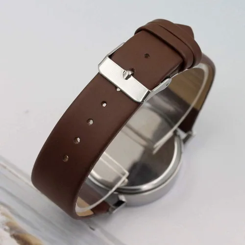 Vista 4 de Cooki - Reloj de pulsera, analógico, de cuarzo para hombre, esfera redonda, diseño sencillo, extensible de piel.