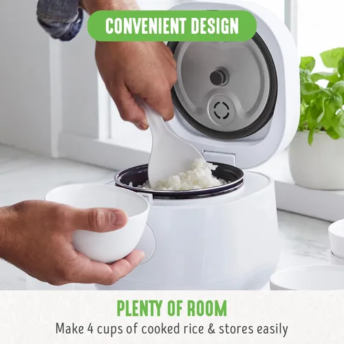 Vista 6 de GreenLife Olla Digital para Arroz y Frijoles, 2 Tazas Sin Cocinar/4 Tazas Cocidas, Olla de Cerámica Antiadherente Extraíble Libre de PFAS