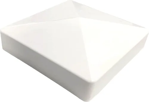 Vista 2 de 4 paquetes de tapas de vinilo estilo pirámide de 3.5 pulgadas para postes de valla de vinilo de 3.5 x 3.5 pulgadas, PVC blanco/vinilo