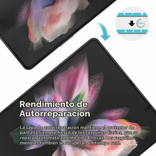 Vista 5 de [Paquete de 2+2] Protector de pantalla anti-espía para Samsung Galaxy Z Fold 3, 2 piezas en el interior + 2 piezas frontal flexible EPU película
