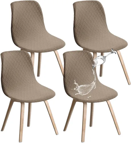 Vista 14 de Juego de 2 fundas de jacquard para silla, elásticas, impermeables, escandinavas, para sillas de comedor, lavables, modernas, fundas de asiento