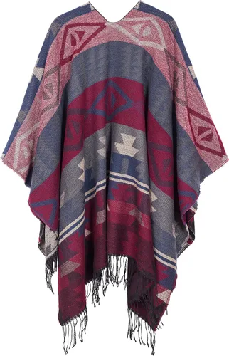 Vista 24 de Chales cálidos para mujer, cárdigan con frente abierto, estilo vintage, poncho