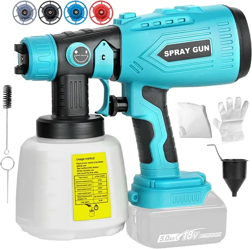 Vista 14 de Pulverizador de pintura inalámbrico para batería Black&Decker de 20V, pistola de pintura manual con 3 patrones de pulverización y 4 boquillas, ideal